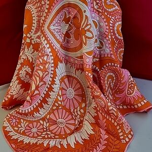 Vintage Vera Bradley Orange and Pink Paisley Scarf Square 23x23"